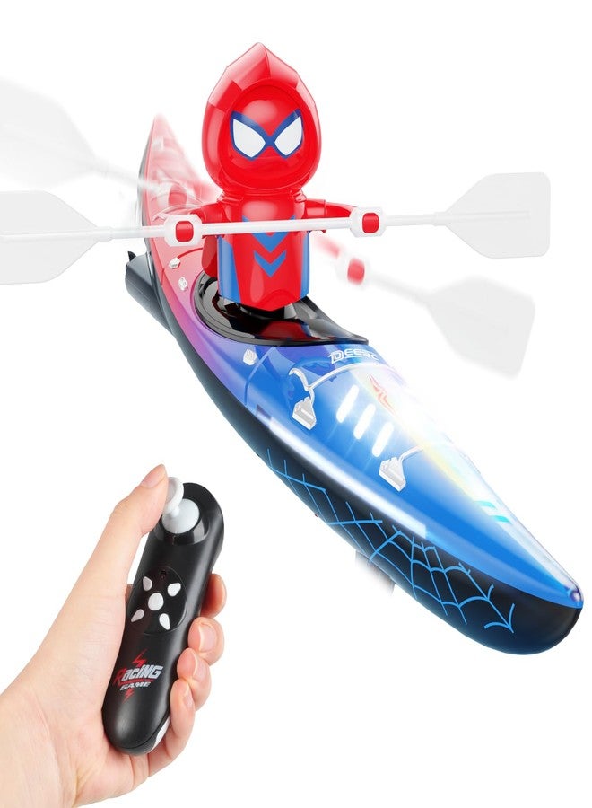 ديرك قارب DEERC صغير يعمل بالتحكم عن بعد للأطفال، طراز Spider Kayak، بتردد 2.4 جيجاهرتز، مزود بإضاءة LED، لعبة مائية لا تنقلب أبدًا، مناسبة للمسابح والبحيرات وأحواض الاستحمام، هدية مثالية لأعياد ميلاد الأولاد والبنات من عمر 4 إلى 8 سنوات. - Image 1